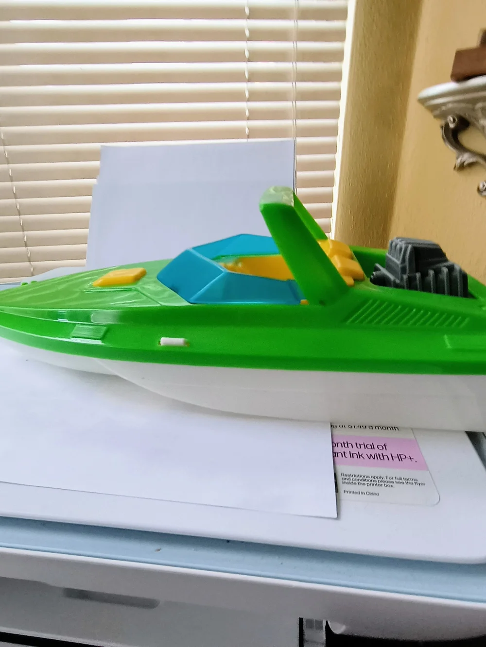 Green Kids Speed Boat Toy - Classic Ride-On Playboat 13 1/2 Long
